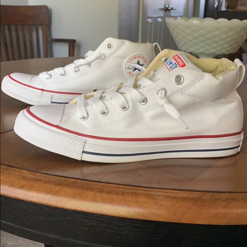 White Mid Streer Converse Size 9